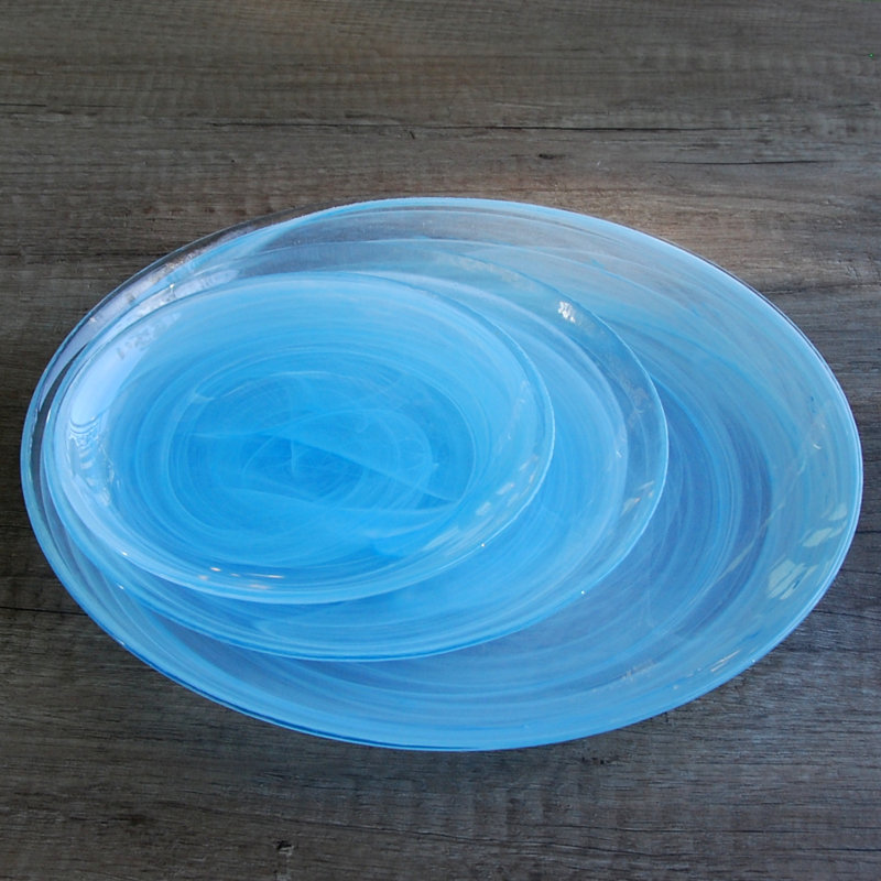 NUAGE Glass Dinnerware Set 12 Piece - Service for 4, Aqua