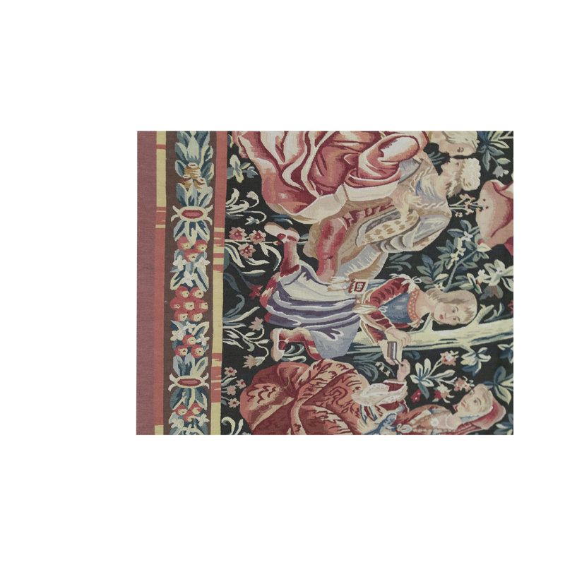 Hand-Knotted High-Quality Black and Rose Area Rug