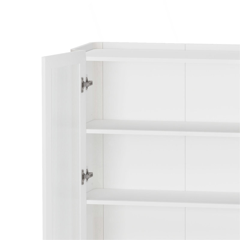 Bibliothèque en verre trempé 32 "Abbey (4 tablettes), Blanc