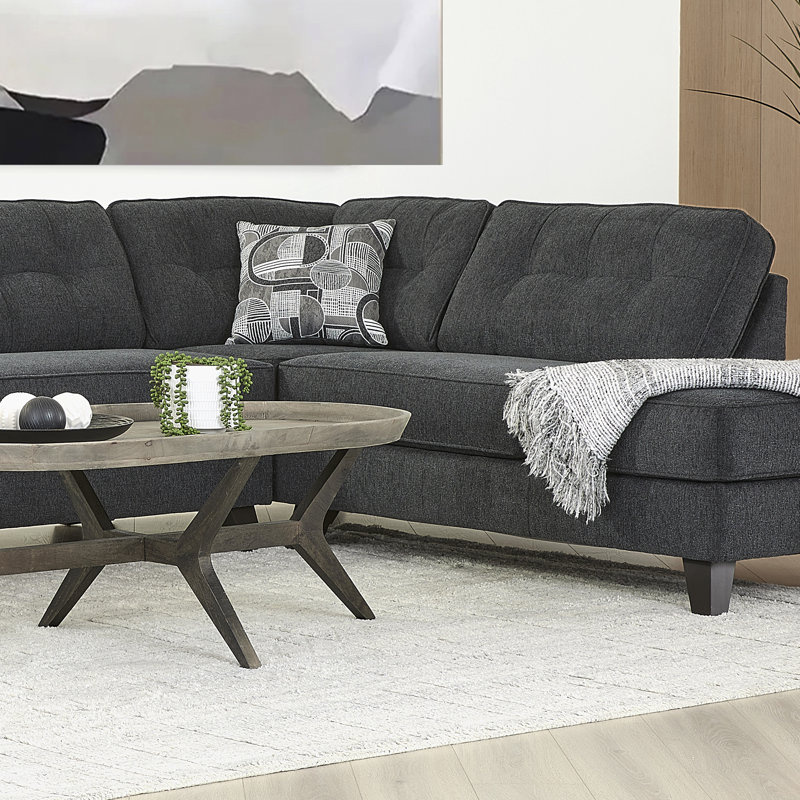 Canapé modulaire 2 pièces Hughes Furniture 23300 avec méridienne en coin Fairlane, Polyester ardoise Fairlane