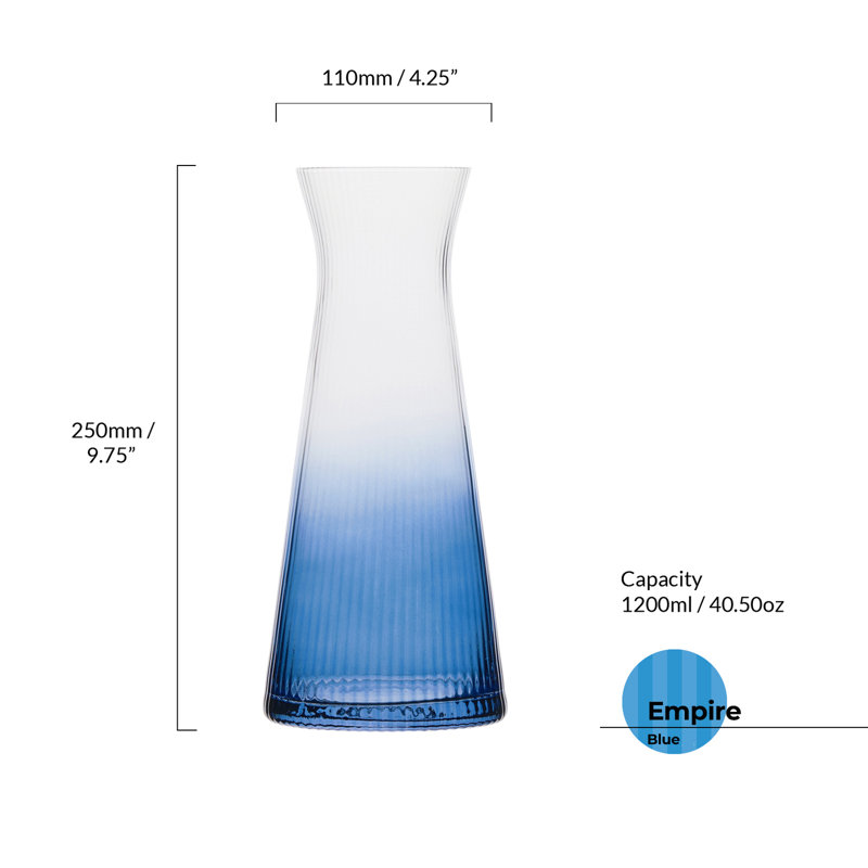 40,5 oz. Empire Carafe en verre, Bleu