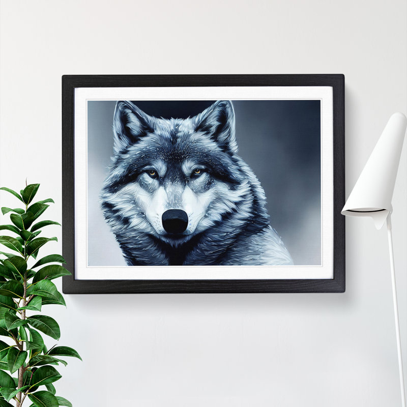 XH1022-10274X Wolf Portrait Vol.4 - Single Picture Frame Print, 46cm H x 64cm W, Black