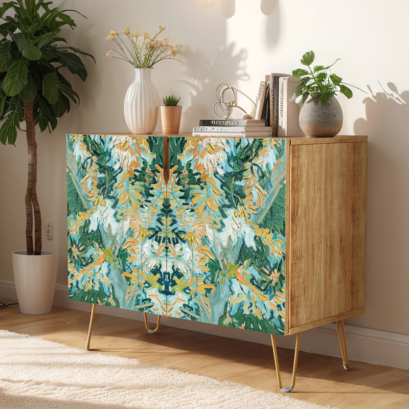 35'' Sideboard, Abstract Lines Black