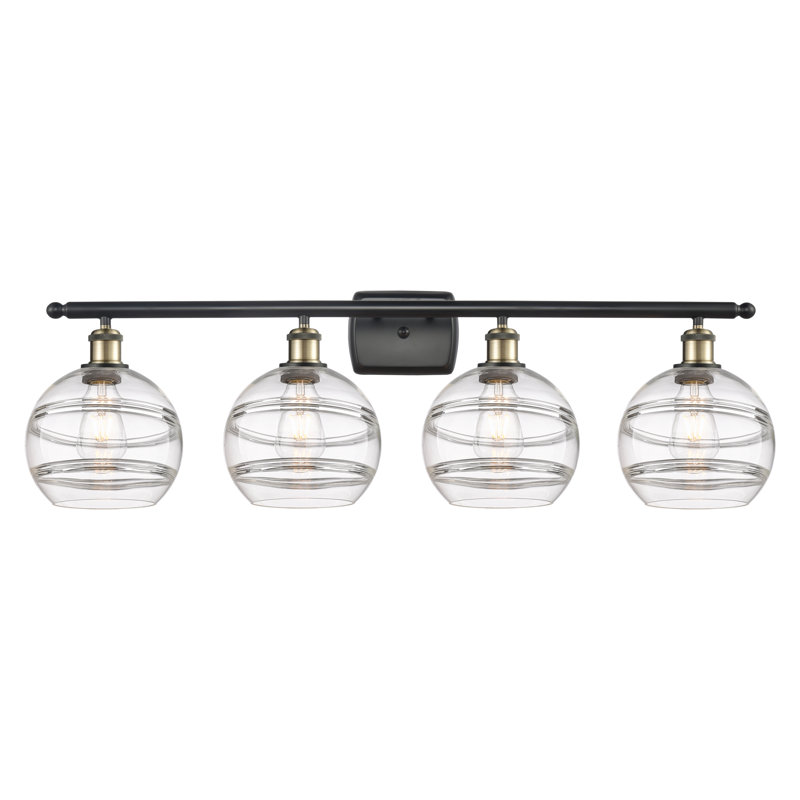 Chartoff 4 - Light Dimmable Vanity Light, Clear, Black Antique Brass