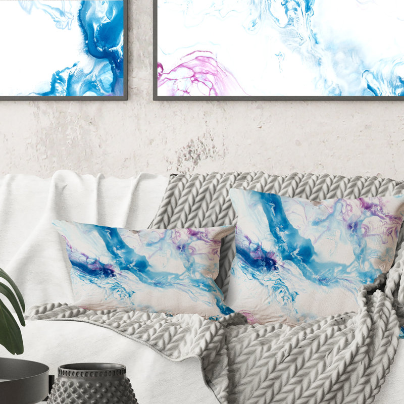 Coussin Blue And Pink Marble, 18 po x 18 po