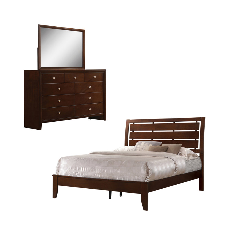 Ensemble de chambre à coucher 3 pièces avec commode et miroir Ardent, Double