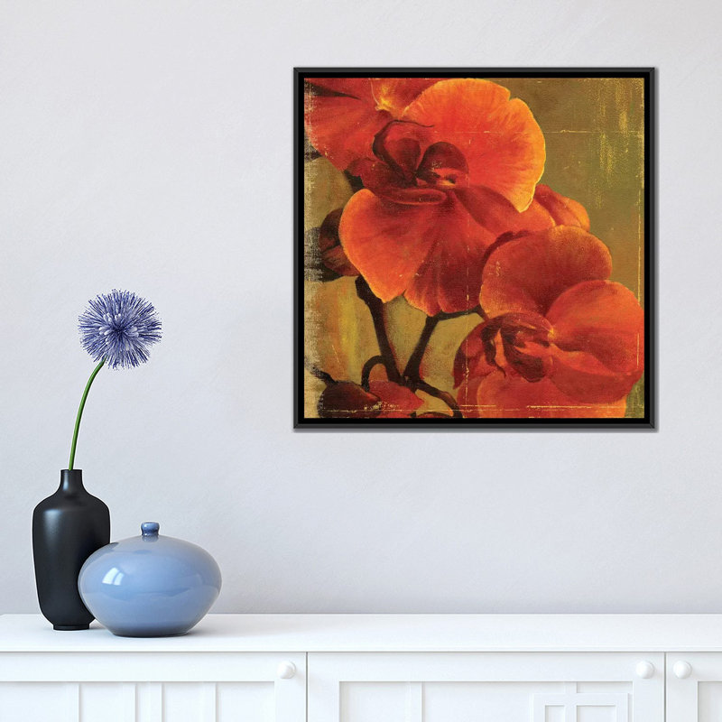 « on fire ii », reproduction d’impression sur toile, H 18 po x l 18 po x P 1,5 po, Toile avec cadre noir, Pas de tapis
