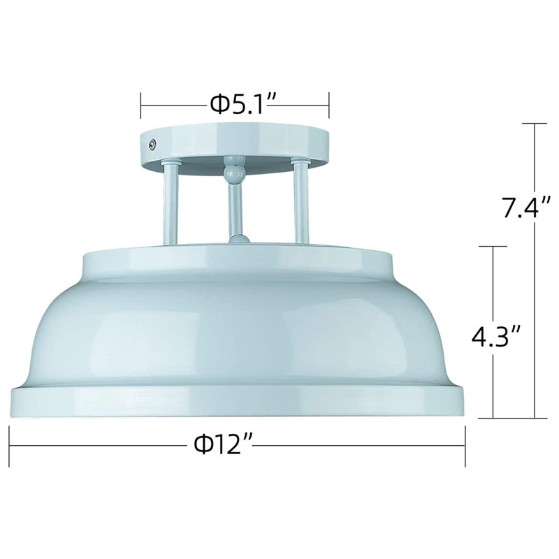 Plafonnier semi-encastré 2 lumières 12 po, Bleu