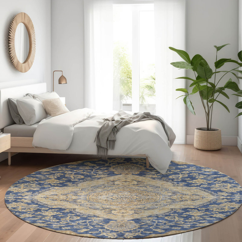 Tapis d'intérieur / extérieur bleu Celia , 8 pi x 8 pi