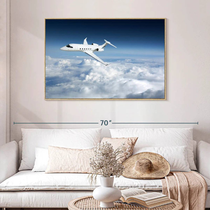 Avion d'affaires à haute altitude, Cadre flottant en bois naturel, 46 po x 31 po
