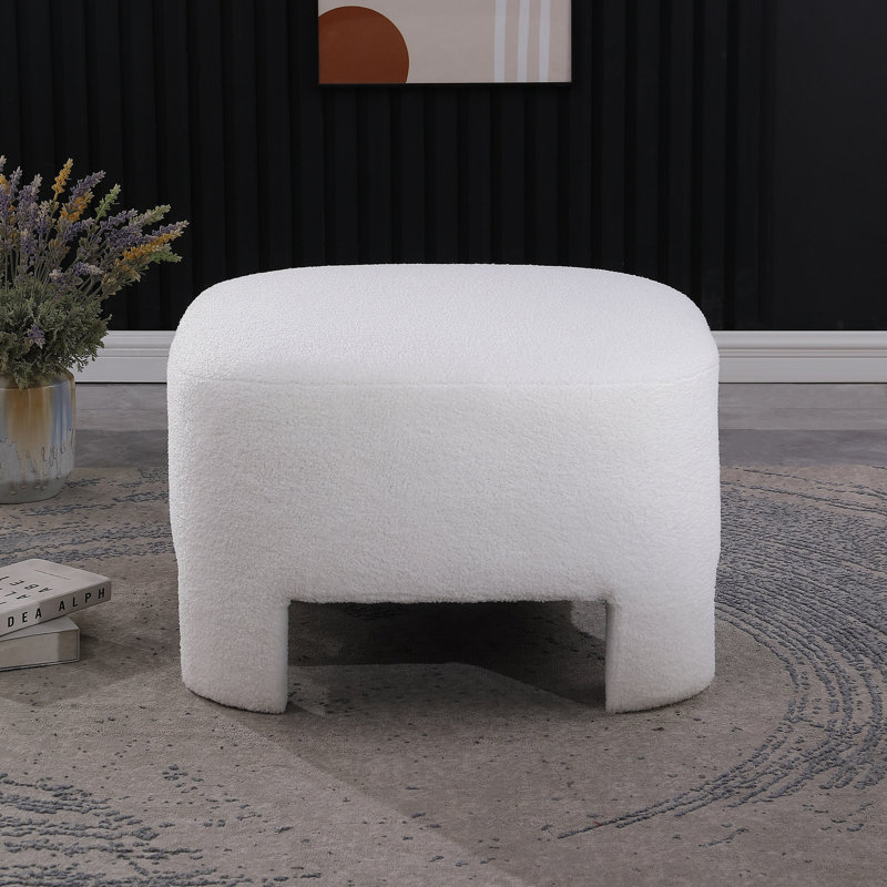 Repose-pieds blanc Sherpa pour canapé, L 28,74 po x l 28,74 po x H 18,5 po, aucun assemblage requis