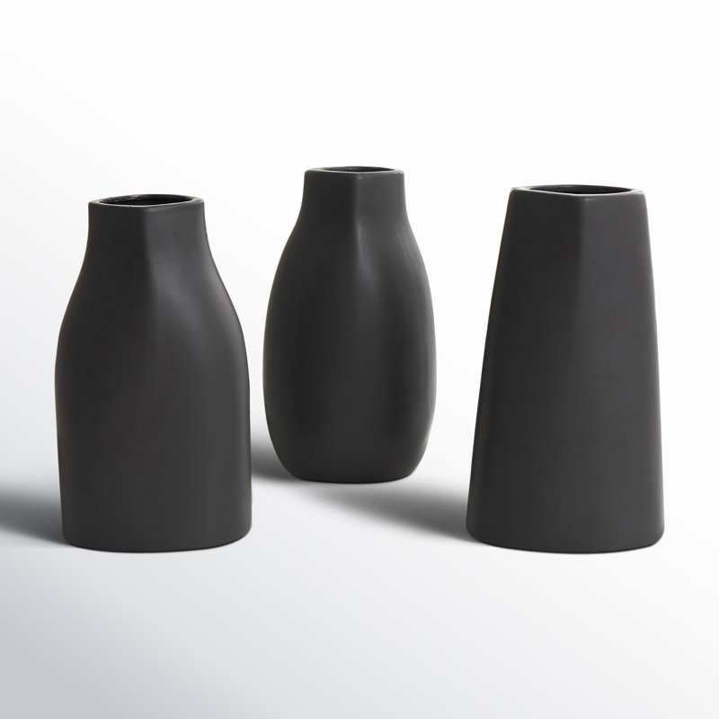 Mable Ceramic Table Vase, Black