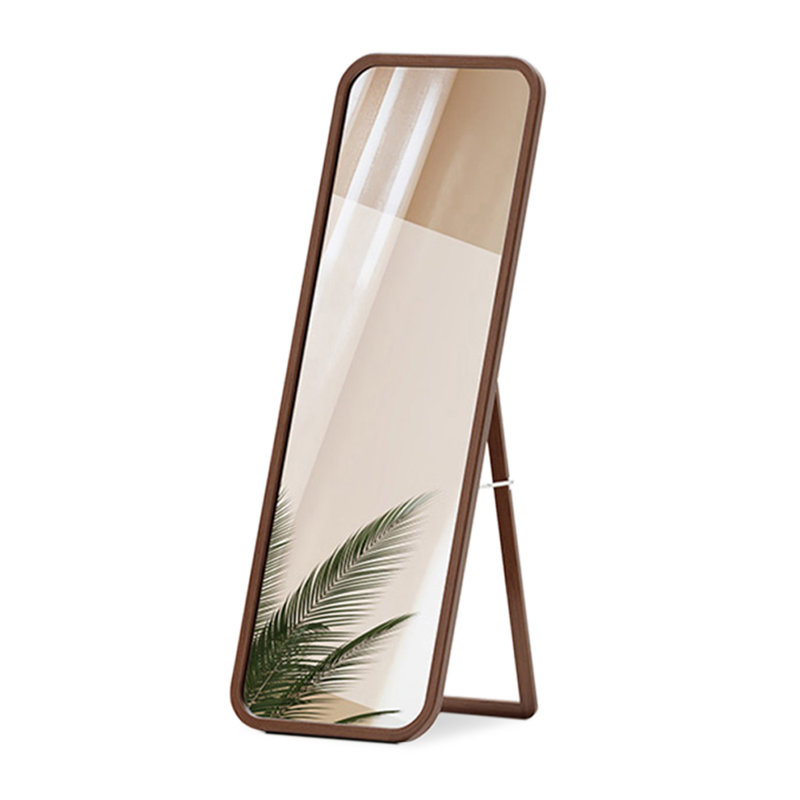 Modern Minimalist Solid Wood Rectangular Full-Length Mirror, Buttery