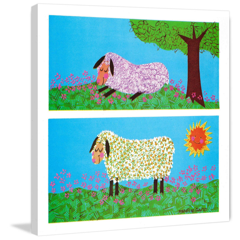 Toile tendue « happy brebis », 40 po x 40 po