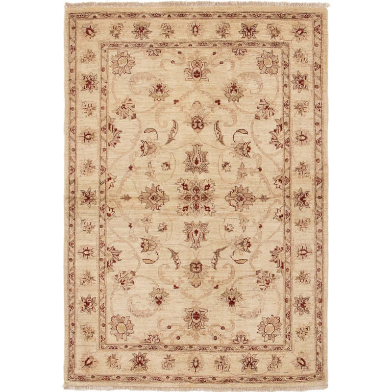 Tapis de zone en laine 4 pi 1 po x 6 po one-of-kind noué la crème Kali