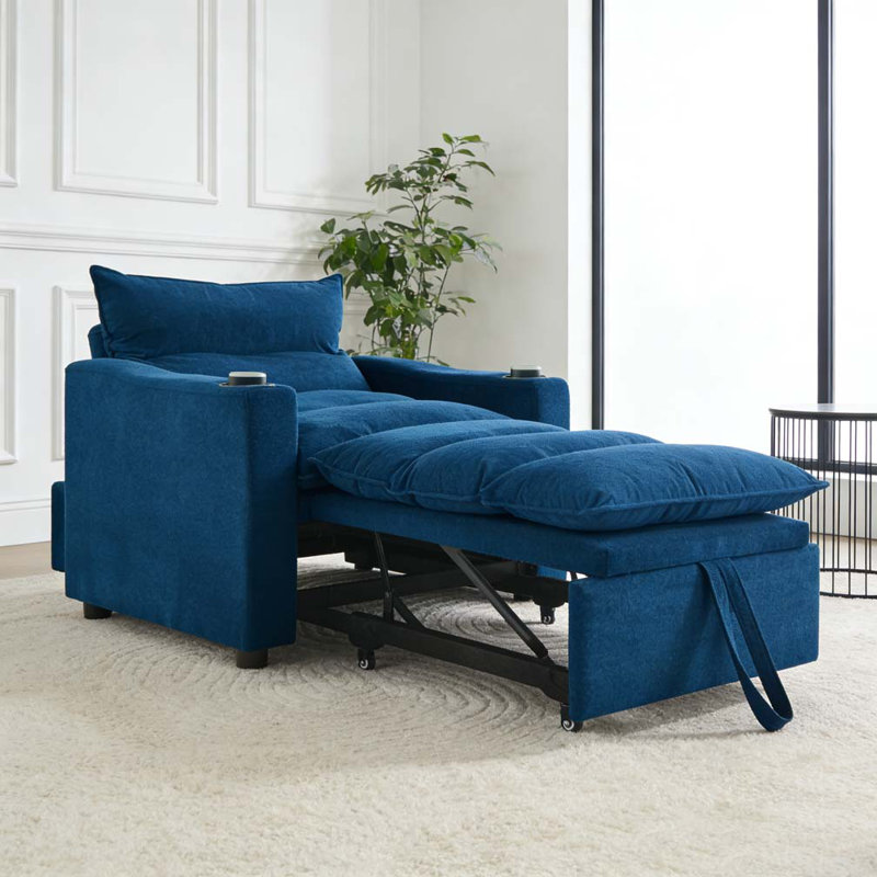 Canapé-lit réglable en tissu velours moderne, Bleu