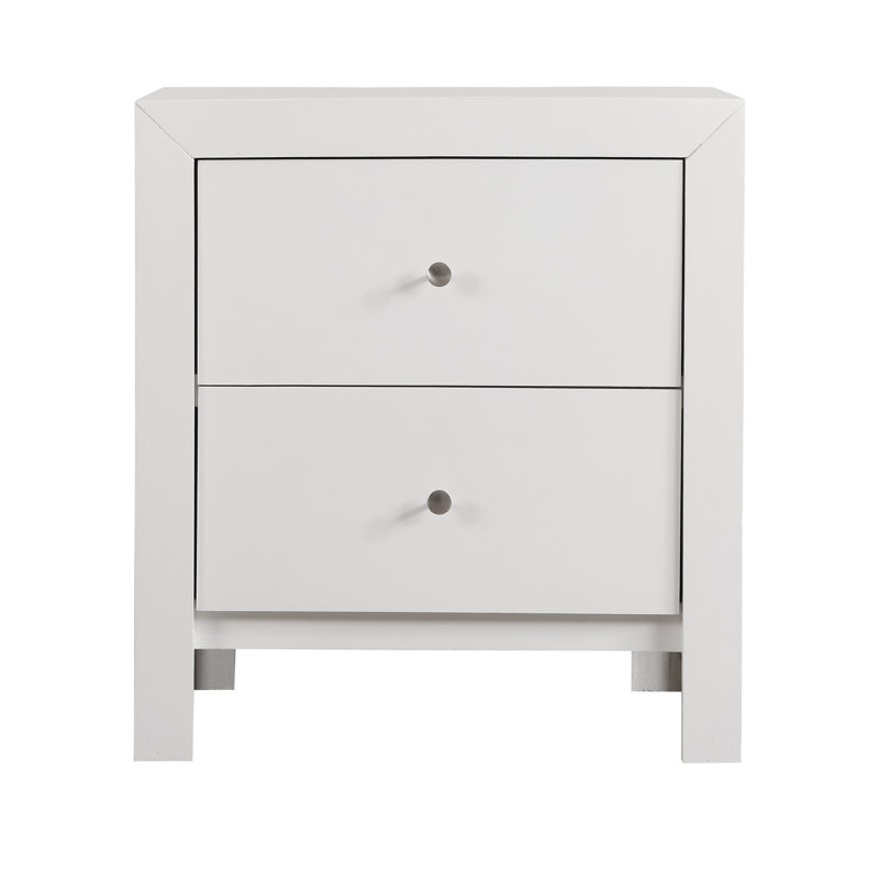 Table de chevet transitionnelle blanche élégante