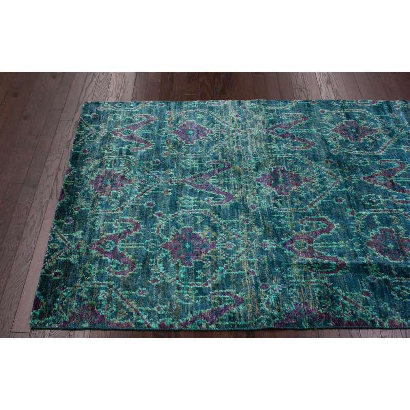 Tapis vert Torrance Dayton Ikat, 5 pi x 8 pi