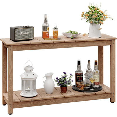 Outdoor Console Table, 48" Weather Resistant HIPS Patio Side Tab...