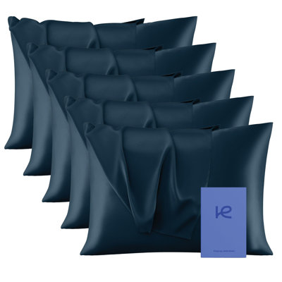 Kickoff 100% Organic Mulberry Soft Silk Pillowcase 5 PACK, Hidden Zipper, Highest 6A+ Grade 22 Momme Cooling For Hair & Skin, Hypoallergenic, Pillow Cover