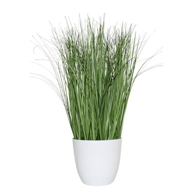 Herbe artificielle 24 po en pot blanc