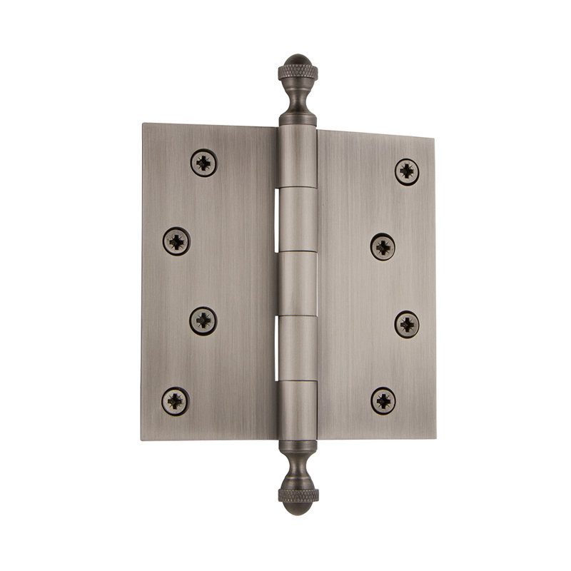 4'' x 4'' Brass Butt Bearing Hinge, Antique Pewter