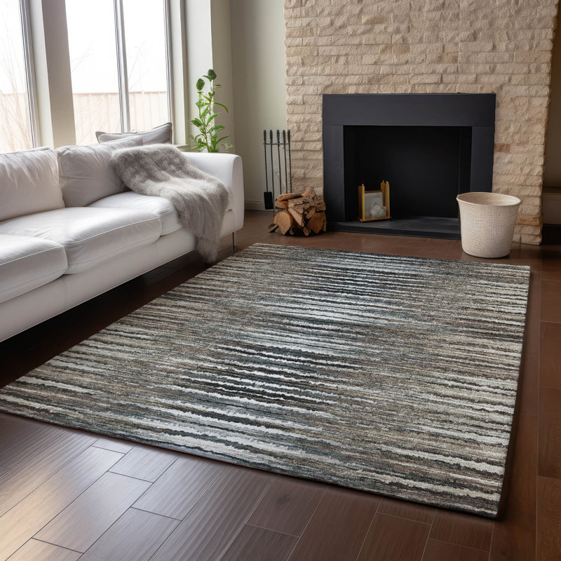 Tapis brun Cerrito AMF604 lavable à la machine de qualité supérieure, Rectangle 9 pi x 12 pi
