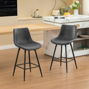 Faux Leather Modern Low Back Counter Stool