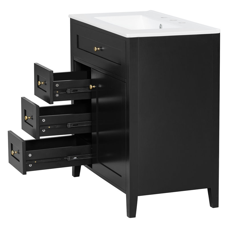 Meuble-lavabo noir 30 po avec lavabo, Noir