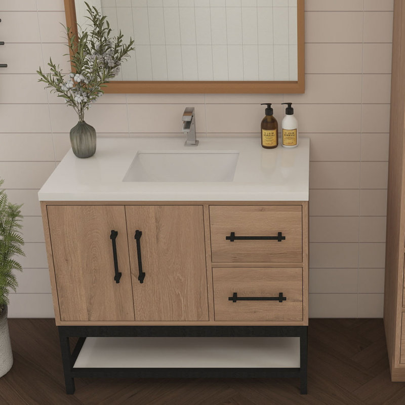 Meuble-lavabo simple avec plateau Victoria 23,7, Chêne rouge