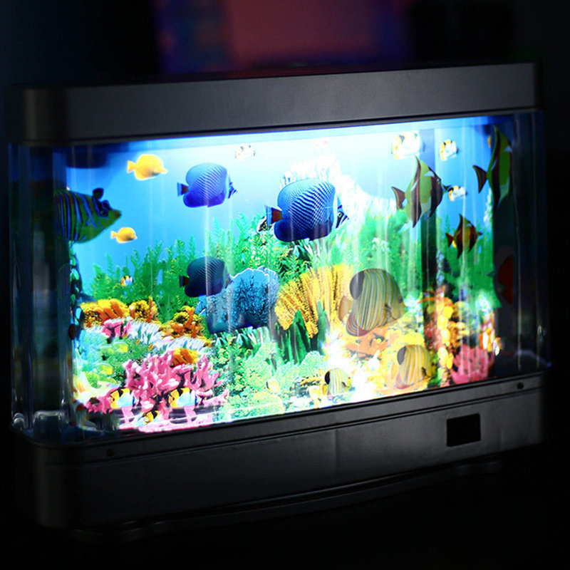 Mini-aquarium artificiel avec lampe poisson