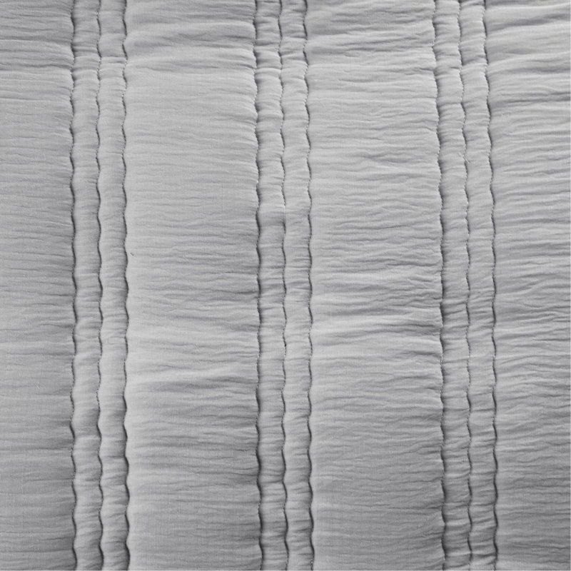 3 PCS Poly Gauze Quilt Set, Grey, Full Quilt + 2 Shams