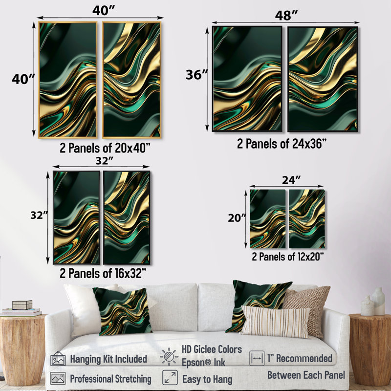 Cayson - art mural moderne sur toile, Black, 36" H x 48" W, Impression encadrée flottante