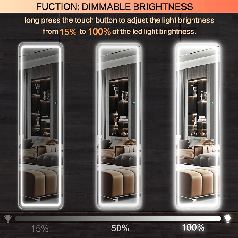 Taelyn Rectangle LED Metal Mirror, Black