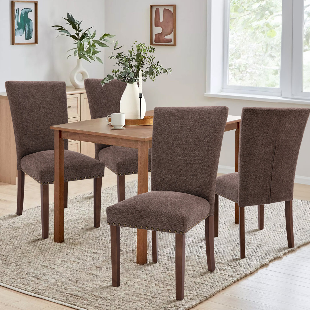 Nailhead Trim Fabric Upholstered Side Chair Wood Dining Chair (Set of 4) (Set of 4) Lark Manor™ Upholstery 