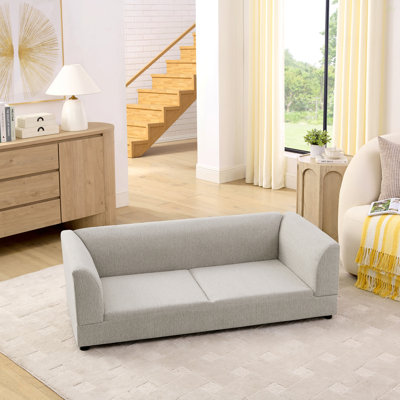 Comfortable Oversized Pet Sofa For Medium/Large Dogs - Modern Rectangular Design With Backrest, Armrests & Soft Cushion -Beige(56.5"*26"*17")