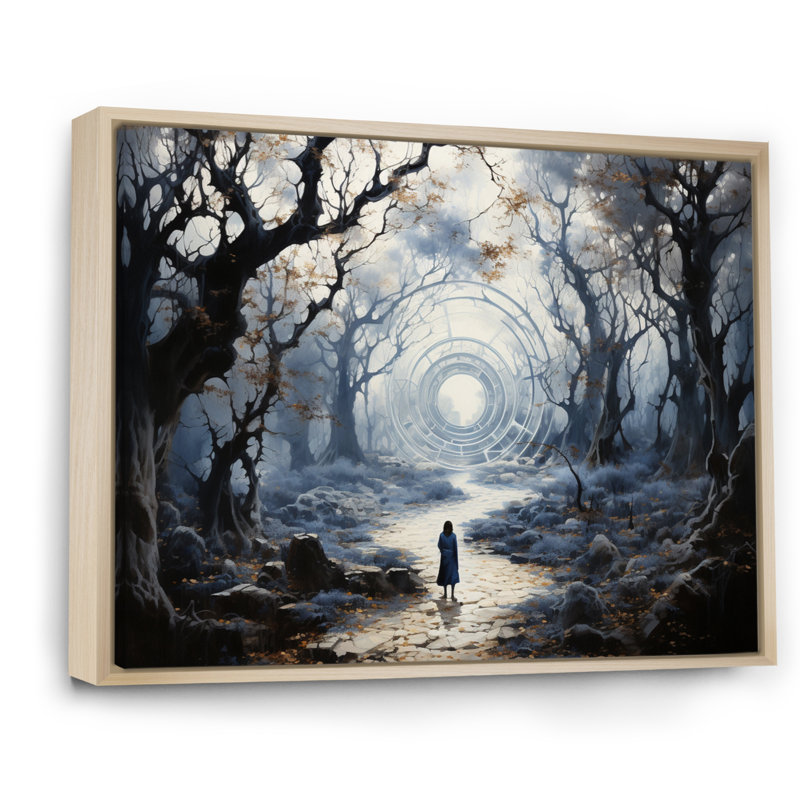 " Grey Buddhism Enlightened Path I ", 12" H x 20" W x 1" D, Natural Floater Framed