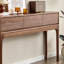 Console à trois tiroirs en bois massif brun cannelé-316299755