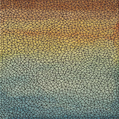 Tapis géométrique jaune / bleu / brun