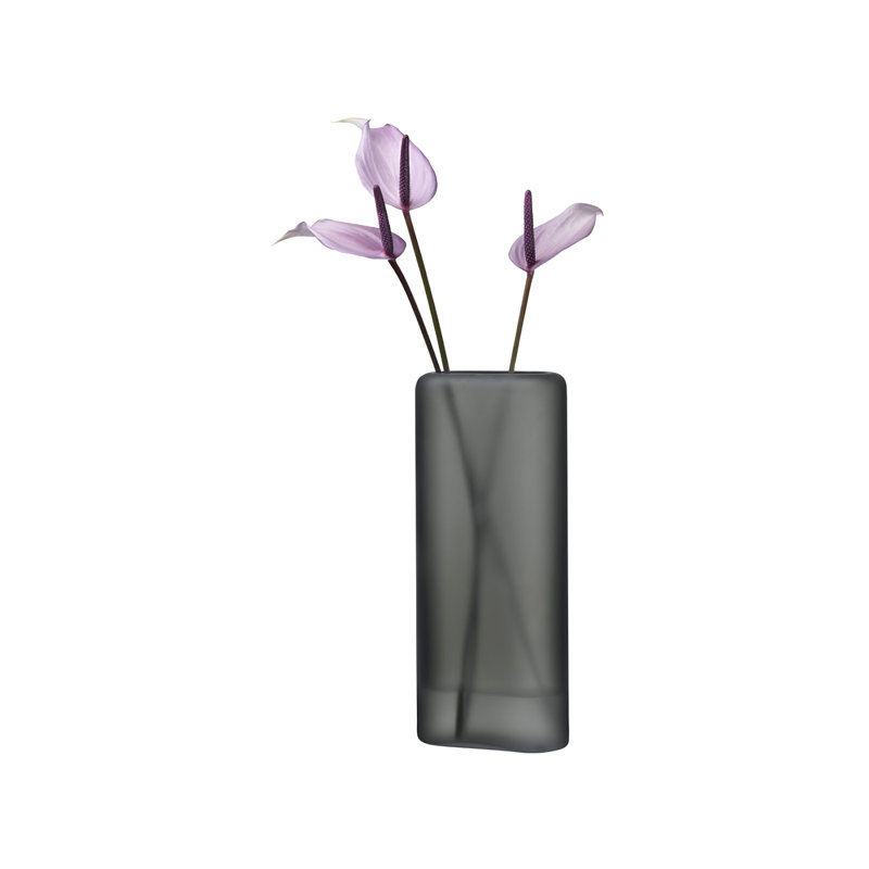 Vase de table en cristal sans plomb 12,8 po Layers, Fumée, 12.81" H x 5.43" W x 3" D