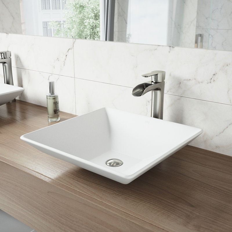 Lavabo de salle de bain carré Hibiscus