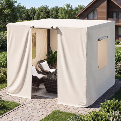 10Ft X 10Ft Pergola Winter Cover, All-Season Pergola Accessory, Outdoor Pergola Cover With Sidewalls And Mesh Windows, Waterproof Enclosure For Weather Protection, Fits Most Pergola Sizes