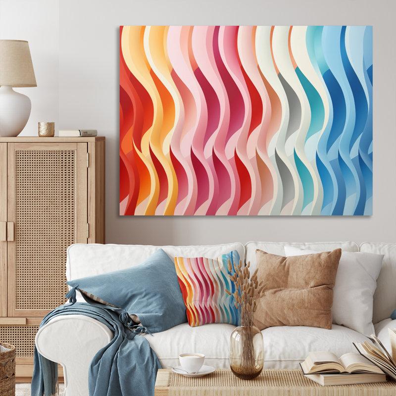 " Opt Straight Line Delirum III ", Wrapped Canvas, 34" H x 44" W x 1.5" D