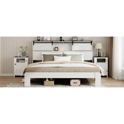 Bed Frame With Charging Station, No Box Spring Needed
