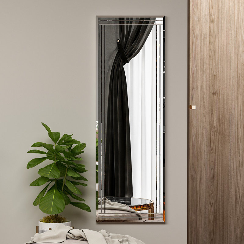 Modern Dresser Mirror, White, 15.7 x 47.2 x 0.9 inches | 100% MDF with Ecological Flotal-E Glass | Wall-Mountable, Sleek Geometric Design, Perfect for Contemporary Bedrooms & Living Spaces, Stylish & Functional
