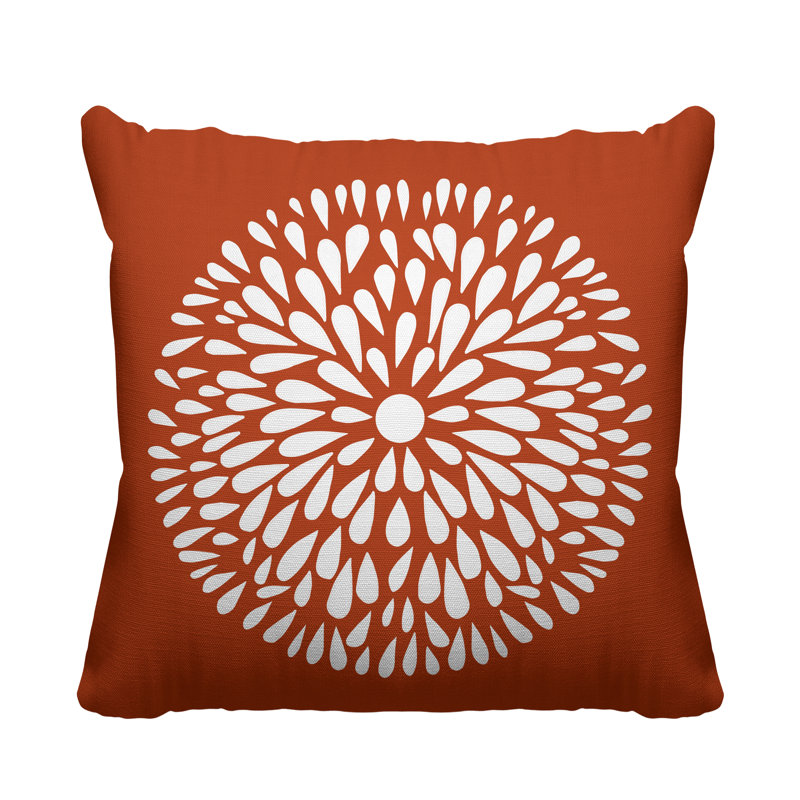 Coussin Pheobe, Orange brûlé, 15 po x 15 po, Carré
