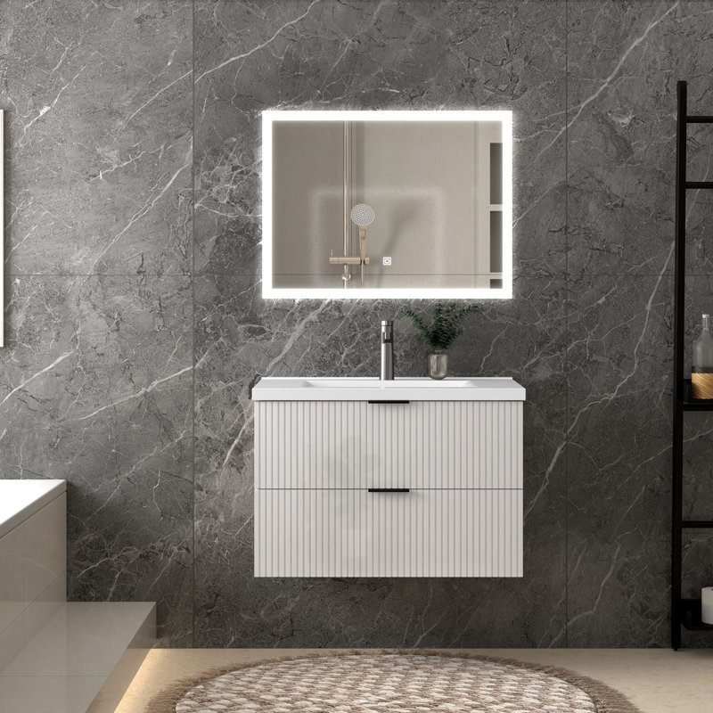 790mm Single Bathroom Vanity with Integrated Ceramic Basin