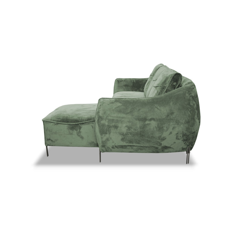 Adly 3 Seater Fabric Sofa & Chaise, Left Hand Facing, Green