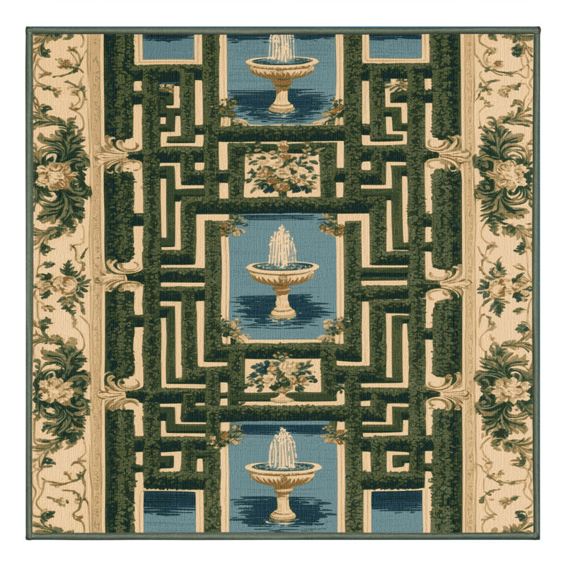 Tapis vert français lavable à la machine, Carré 5 pi
