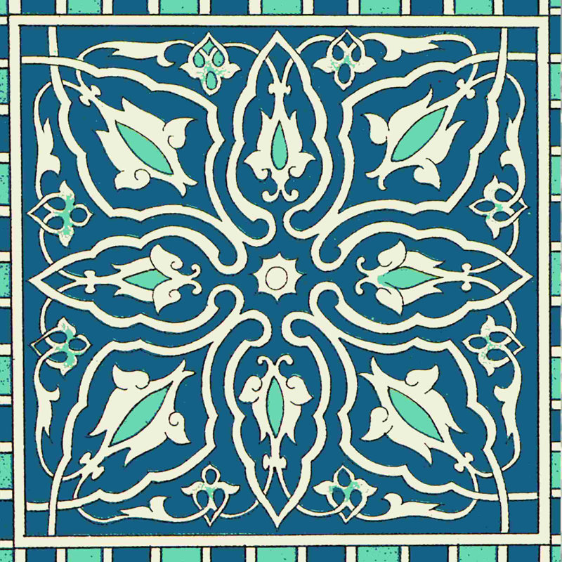 Graphic Blue Tiles 10 - Impression sur toile tendue, H 12 po x l 12 po
